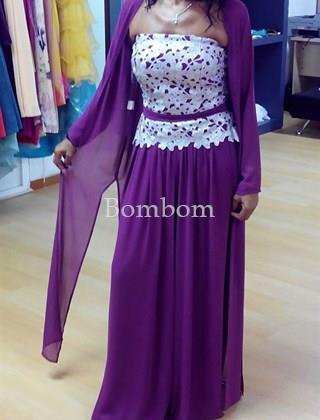 Mono ceremonia berenjena cuerpo encaje blanco palabra de honor - Imagen 1