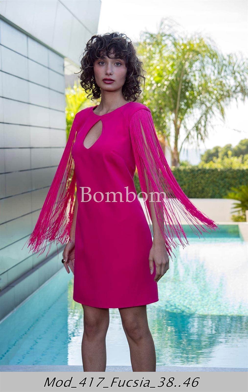 Vestido corto con flecos azul y fucsia - Imagen 1