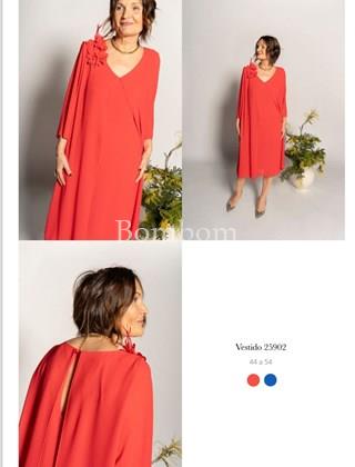 #vestido corto de ceremonia con capa tallas grandes - Imagen 1