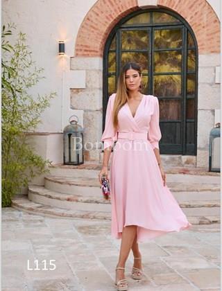 Vestido de ceremonia midi gon mangas - Imagen 1