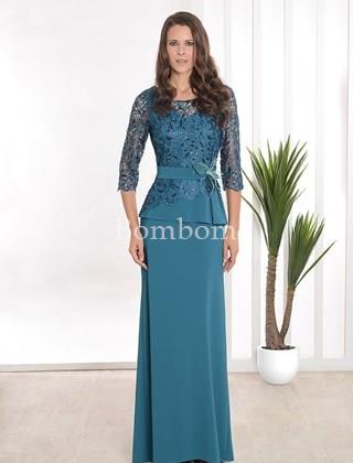 Vestido de madrina bordado con mangas francesas - Imagen 1