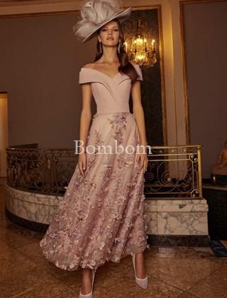 #Vestido de madrina cuello barco #bombomceremonias - Imagen 1