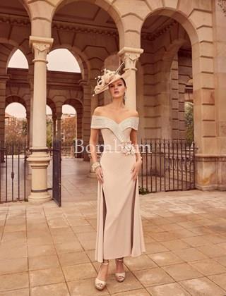 #Vestido de madrina cuello barco champan - Imagen 1