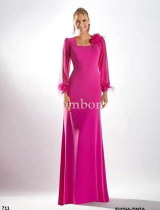 Vestido de madrina elegante con mangas - Imagen 1