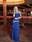Vestido de madrina largo azul con mangas talla 50,52 - Imagen 1