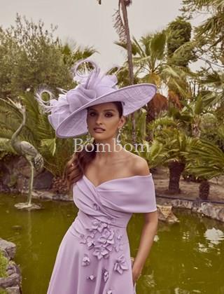 #vestido de madrina lila con mangas cuello barco , Veni infantino #vestidodemadrinaelegante - Imagen 1