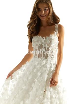 Vestido de novia Morilee blanco flores 3d - Imagen 1