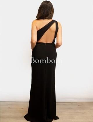 Vestido largo corte asimétrico negro - Imagen 1