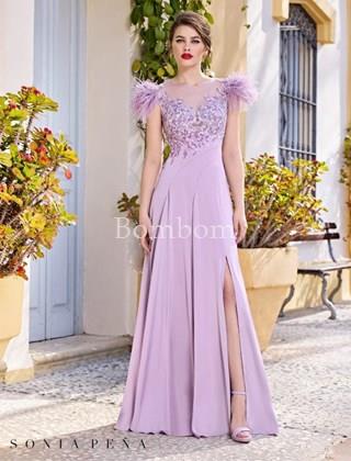 Vestido largo malva madrina - Imagen 1