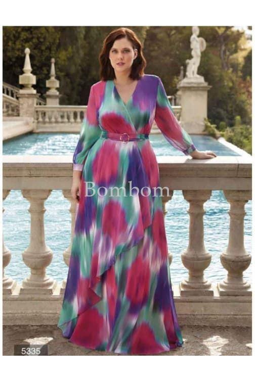 Vestido largo multicolor talla grande 50-52 - Imagen 1