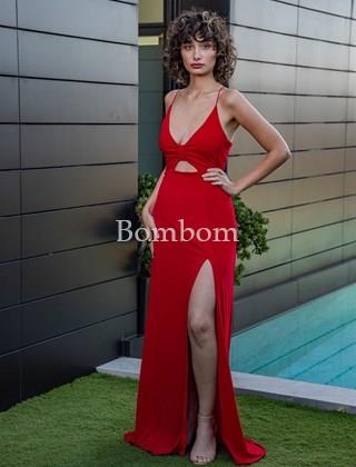 Vestido largo rojo licra - Imagen 1